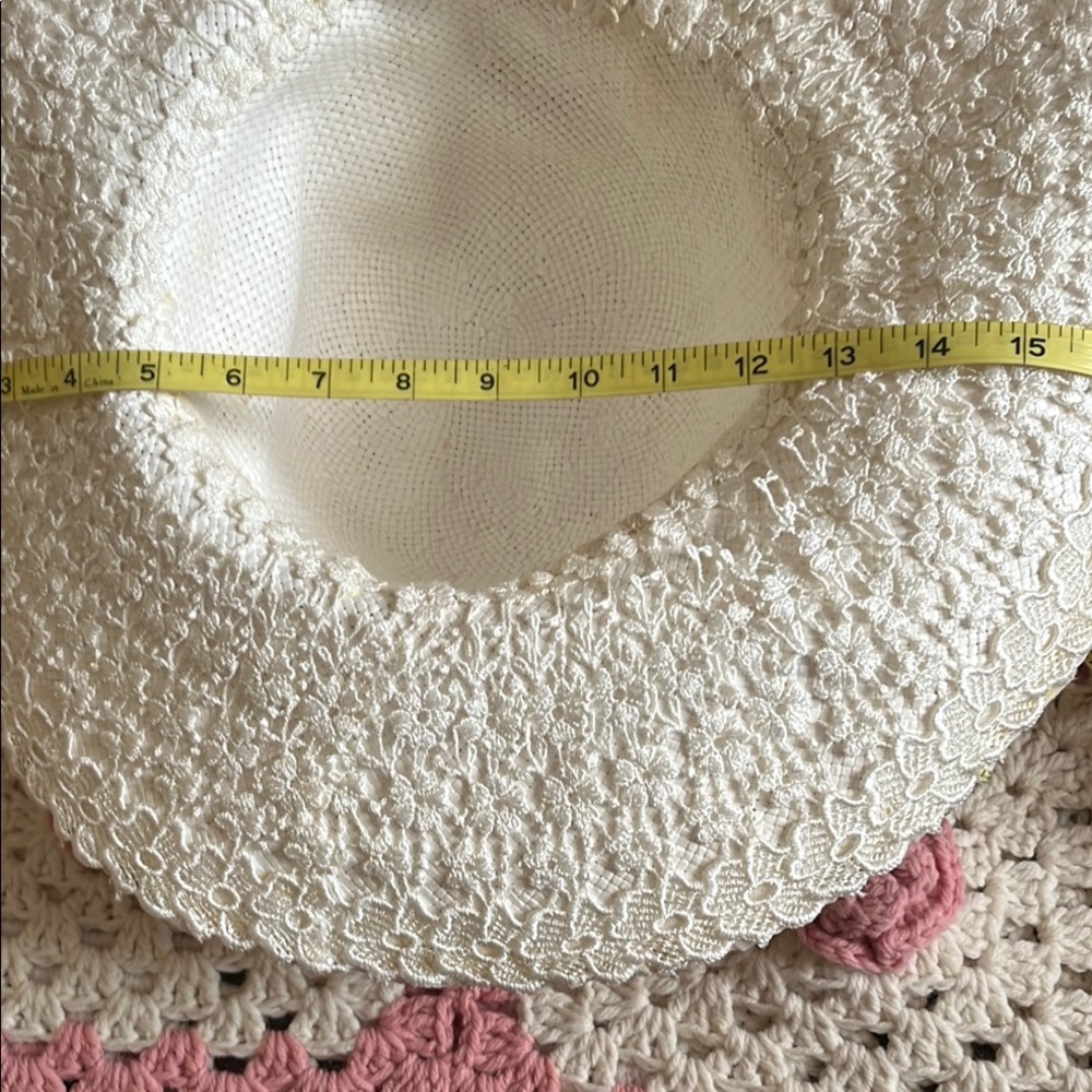 Floral Lace Wide Brim Hat with Bow - Picture 10 of 10